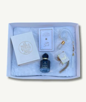 Coffret Sohan - Collection Diamant Islamique - Tapis Blanc Coran - Tasbih et Mini Coran - Parfum Muskc El Nabil - Citadelle du Musulman - Boutique Paradis Oriental.