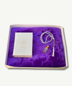 Coffret Zeina Collection - Collection Silver Islamique - Tapis Violet Coran - Tasbih et Musc - Boutique Paradis Oriental.