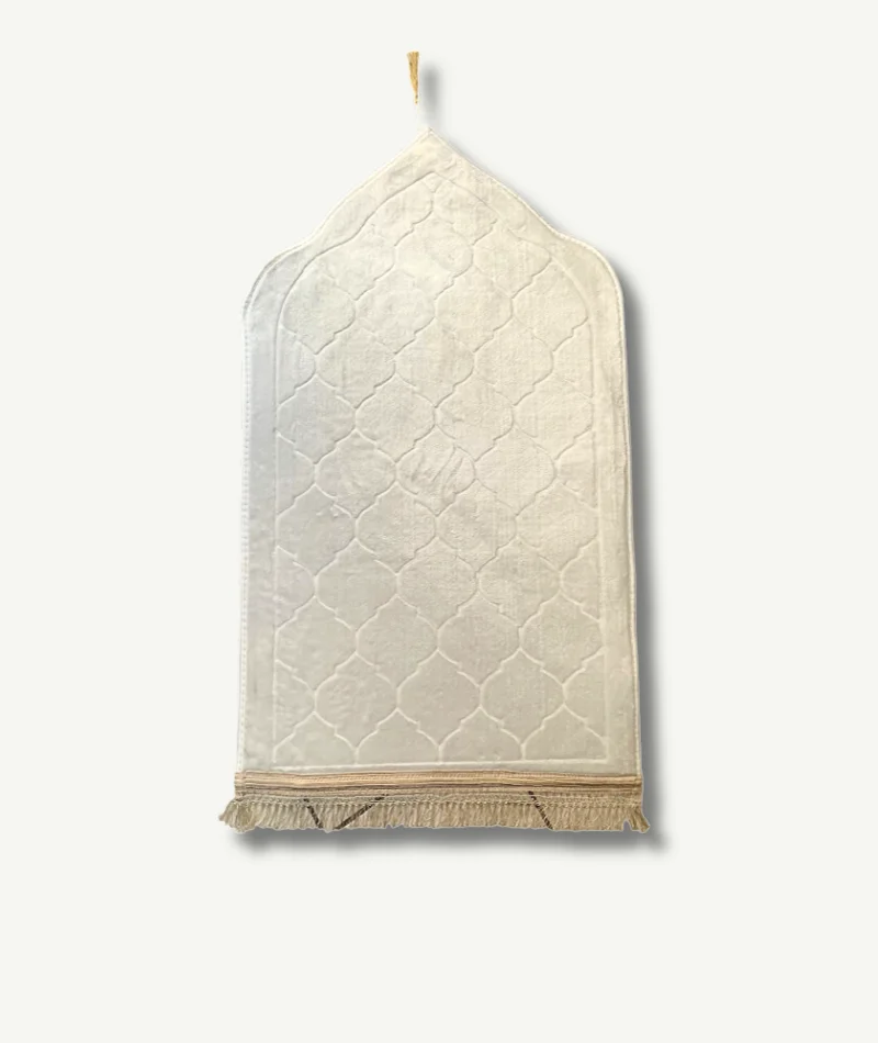 Tapis de prière confort blanc - une touche de pureté de l'Islam Boutique Paradis Oriental pour une prière empreinte de sérénité.