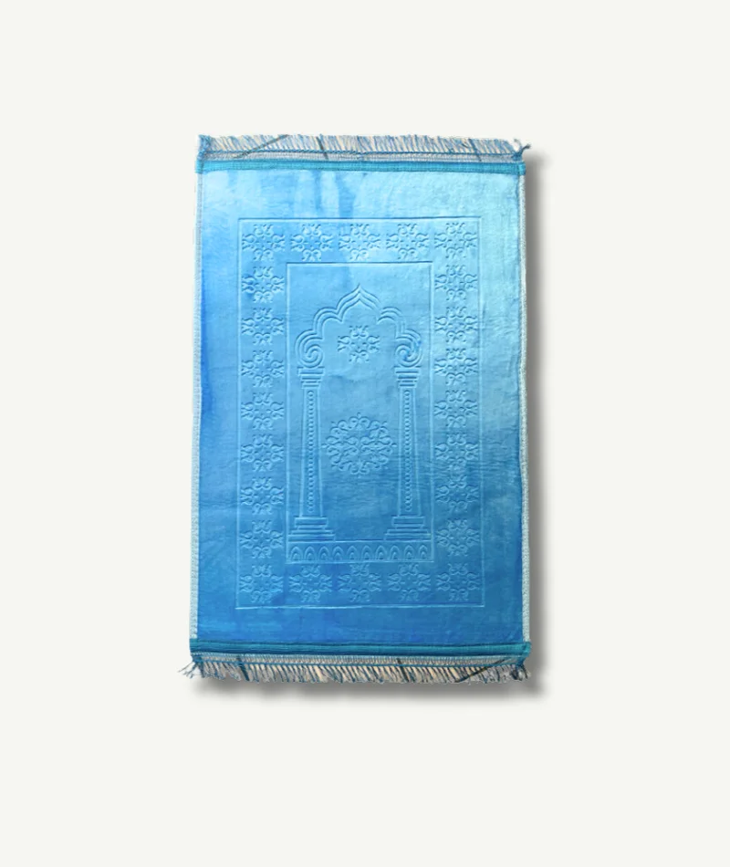 Tapis de prière confort bleu - une vague de sérénité de l'Islam Boutique Paradis Oriental pour une prière méditative.
