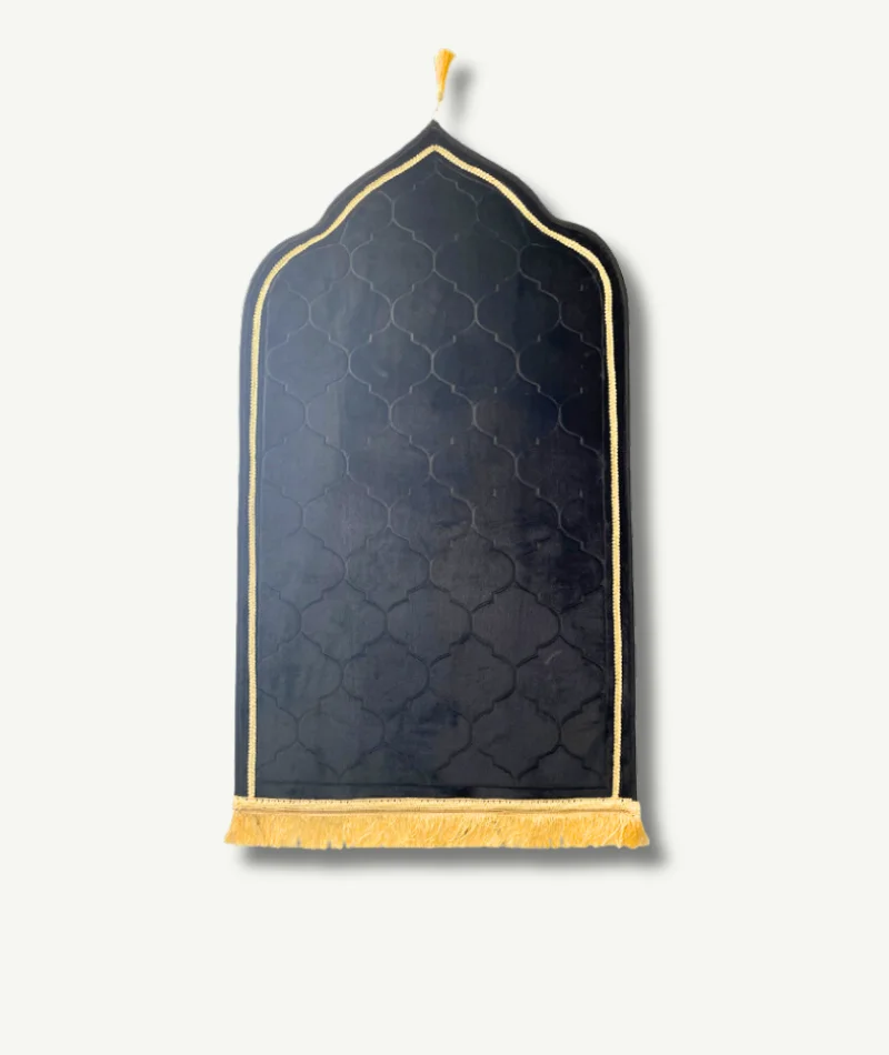Tapis de prière confort noir - une allure raffinée de l'Islam Boutique Paradis Oriental pour une prière méditative.